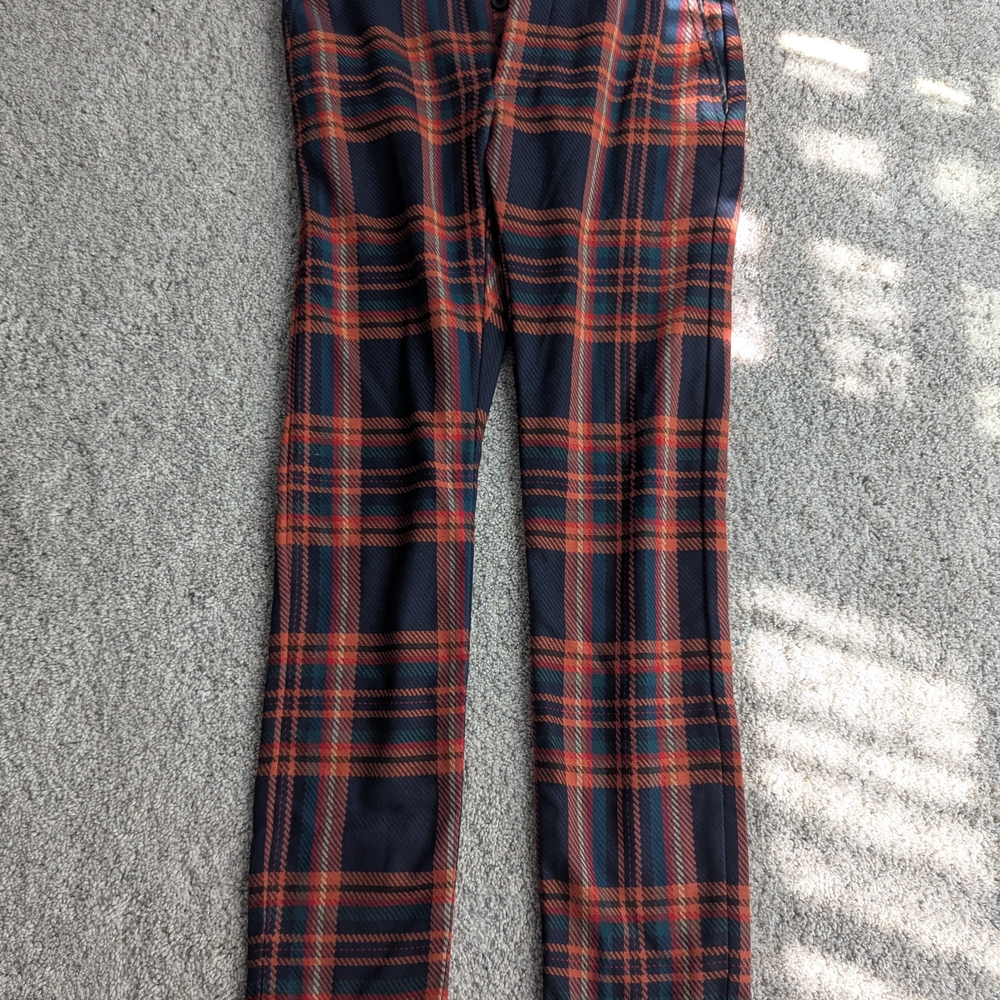 Men's Navy & Red Plaid Chinos
